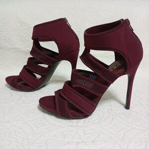 Guess Womens Burgundy High Heel Open Toe Strappy Sandals Size 8
